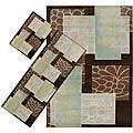 Set of 3 Brown Floral Rugs (18 x 26/ 22 x 511/ 53 x 76)
