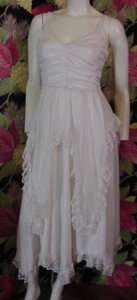 Romantic 80s white Summer Party dress w/lace skirt S 32  