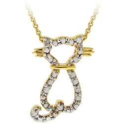   Gold over Sterling Silver Diamond Accent Cat Necklace  