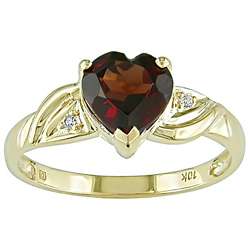 10k Gold Garnet and Diamond Accent Heart Ring  