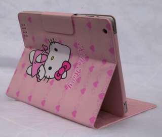 Hello Kitty leather case stand for apple iPad2 Pink  