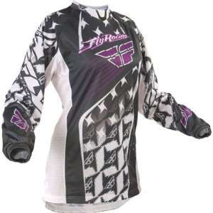  Fly Racing Kinetic Girls Jersey Gray/White/Purple Large 