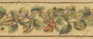 Sage Green Ivy & Butterfly Golden Sale $6 Wallpaper Border 91  