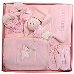 Piccolo Bambino 5 piece Luxurious Pink Velour Baby Set  
