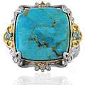 Michael Valitutti Sterling Silver Turquoise Two tone Ring 