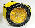 MENS LIMITED TECHNO KING BLACK BIG FACE WATCH ICE OUT YELLOW WRIST 
