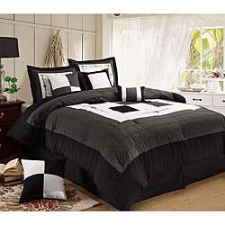 Violet Black/White Oversized 8 piece Comforter Set  