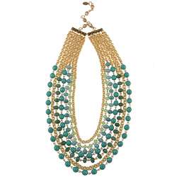 Rachel Reinhardt Goldplated Glass Bead Multi row Necklace   