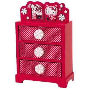  Sanrio Hello Kitty Xmas 3 drawer Storage Wood Japan Toys 