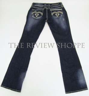 Rock Revival Alanis Boot Cut Jeans RJ8164 9 Dark Acid Wash Blue 30 