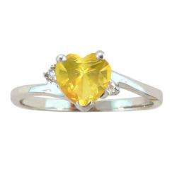 10k Gold November Birthstone Citrine/ Diamond Heart Ring   