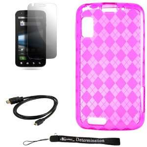  Pink Premium Durable TPU Skin Cover Case with Back Argyle 