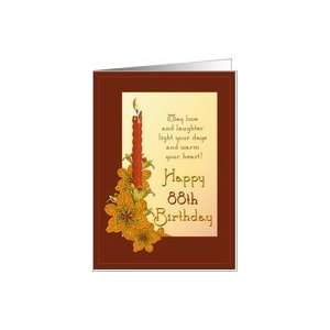  Happy 88th Birthday Tiger Lily and Red Candle Card Toys & Games