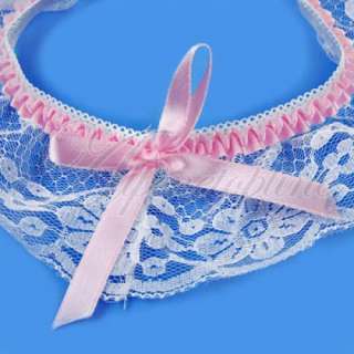Pink & White Bowknot Lace Bridal Wedding Toss Garter  