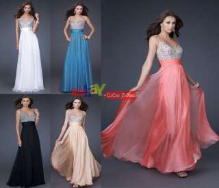 Chic 5 Colour Bridal Beaded long cocktail evening party formal dress 