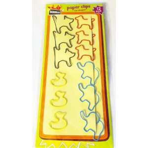  Fun Shaped Paper Clips 12 Pack Dog, Elephant, Duck, Cat 