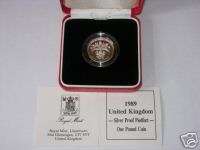 1989 PIEDFORT £1 ONE POUND SILVER PROOF COIN THISTLE  