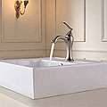 Kraus White Square Ceramic Sink and Ventus Basin Faucet Brushed Nickel