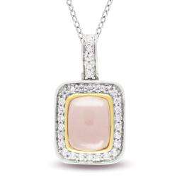   Sterling Silver Pink Quartz and Clear Cubic Zirconia Fashion Necklace