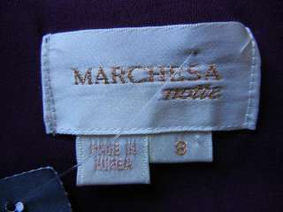 MARCHESA Muted Purple Silk Chiffon Empire DRESS 8  