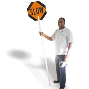  Stop Slow Sign Crossing Guard Pole Lightweight Reflect 