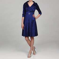   Howard Womens 3/4 Sleeve Portrait Collar Dress  
