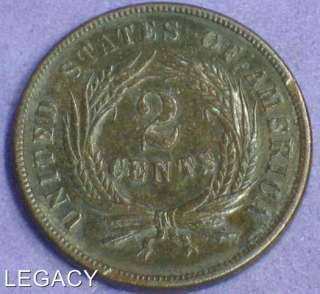 1864 U.S. 2¢ CENT PIECE BETTER DATE NICE AU PIECE (IS+  