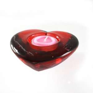  Grehom Recycled Glass Tea Light Holder (Set of 2)   Red 