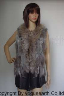 7760 real raccoon rabbit fur grey vest 6/8/10/12/14  
