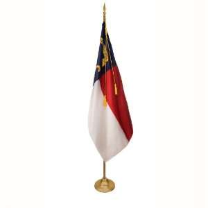  North Carolina Flag Set 4X6 Ft   9 Ft Oak Pole w/ Flat 