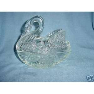  Glass Covered Swan Dish 