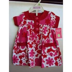  Carters Girls 2 piece S/S Cotton Knit Dress Set Red/Pink 