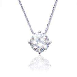 14k White Gold Round cut Moissanite Solitaire Necklace  
