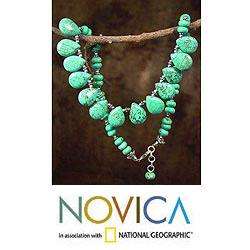 Sterling Silver Fortunes Friend Dyed Magnesite Necklace (India 