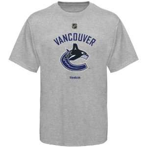 Reebok Vancouver Canucks Primary Logo T shirt   Ash (Small 