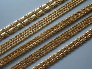 24KGP Yellow Gold Plated Mens Chain Necklace Multiple Pattern Heavy 