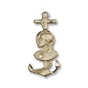  14kt Gold St. Christopher Medal Anchor Sea Boat Fishing Jewelry
