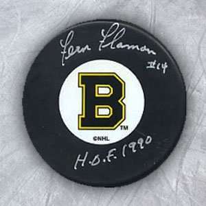Fern Flaman Boston Bruins Autographed/Hand Signed Retro Puck  