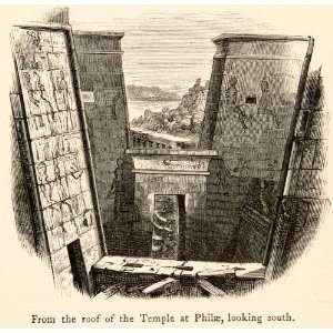  Wood Engraving Ancient Egypt Philae Island Temple Complex Nile River 