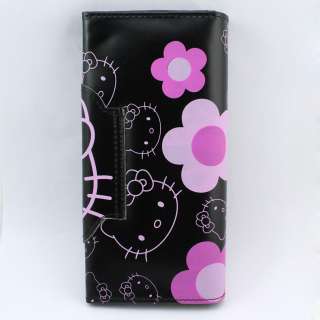 Black hello kitty KT bifold flap cover bag wallet purse  
