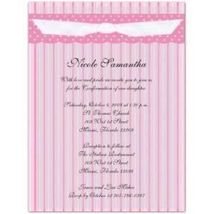 Pink Gingham Confirmation Invitations