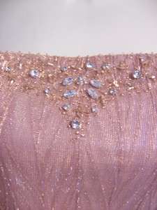 CACHET Mother of Bride Champagne Copper Beaded Jacket Lined Long Gown 
