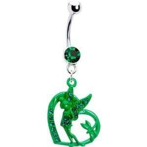  Green Heart Fairy Butterfly Dangle Belly button Navel Ring 
