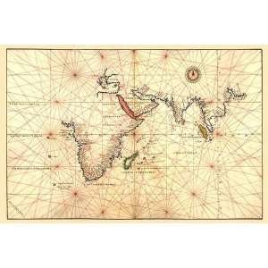   Indian Ocean and the Indian Subcontinent 1544 12 x 18 Poster Home