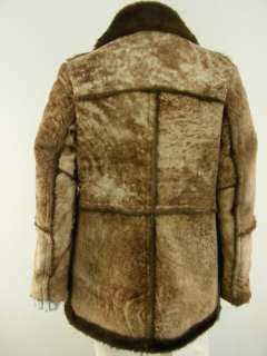   shearling sheepskin fur coat Lawrence dark brown S 42 vintage leather