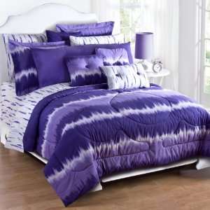  Purple Tie Dye Sheet Set   Queen
