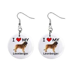  I Love My Leonberger Button Earrings 