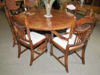 French Country Oak Round Refectory Table Kitchen  