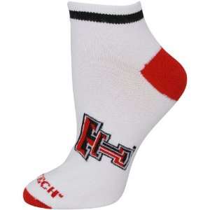   Tech Red Raiders Ladies White Flat Knit Ankle Socks