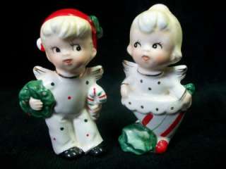 VINTAGE 1950s NAPCO CHRISTMAS CANDY CANE PIXIE GIRL BOY CANDLE HUGGER 